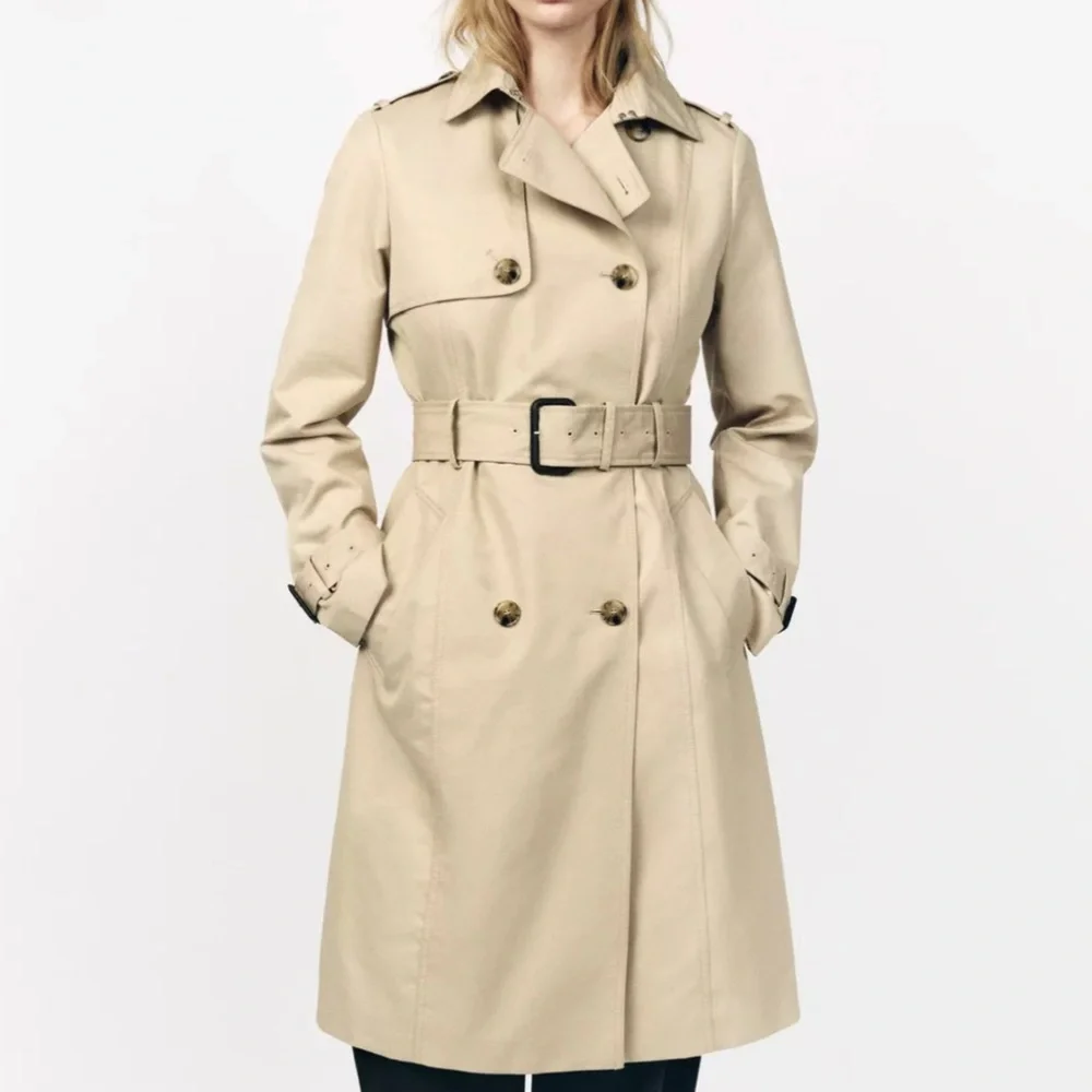 LAST CHANCE Zara 2025 Classic Beige Double-Breasted Belted Trench Coat NWT